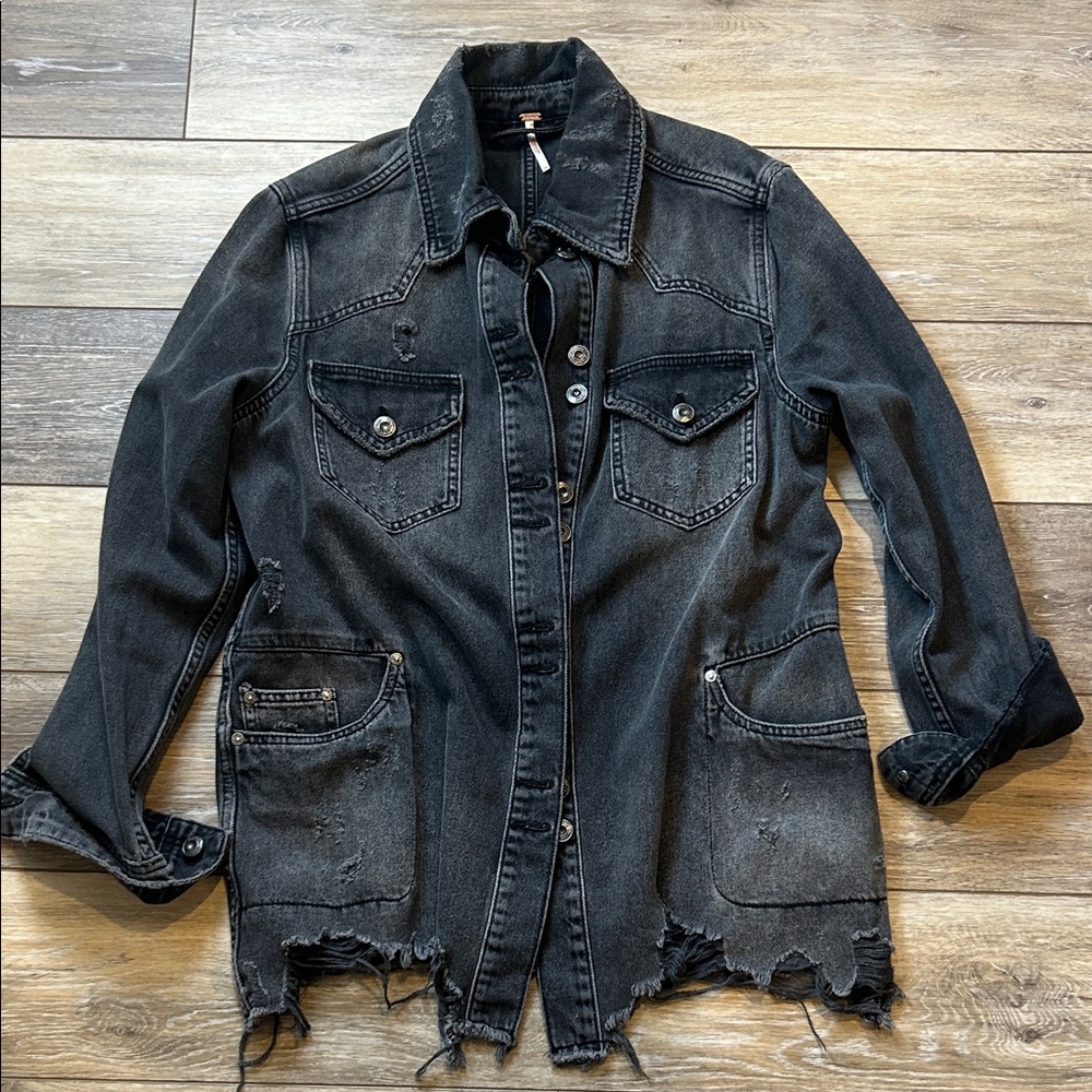 Free People Black Denim Jacket